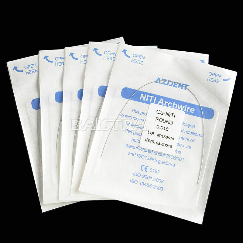 100 Bags Ovoid Form Dental Orthodontics CU-Ni-Ti Arch Wires Round 0.016 AZDENT