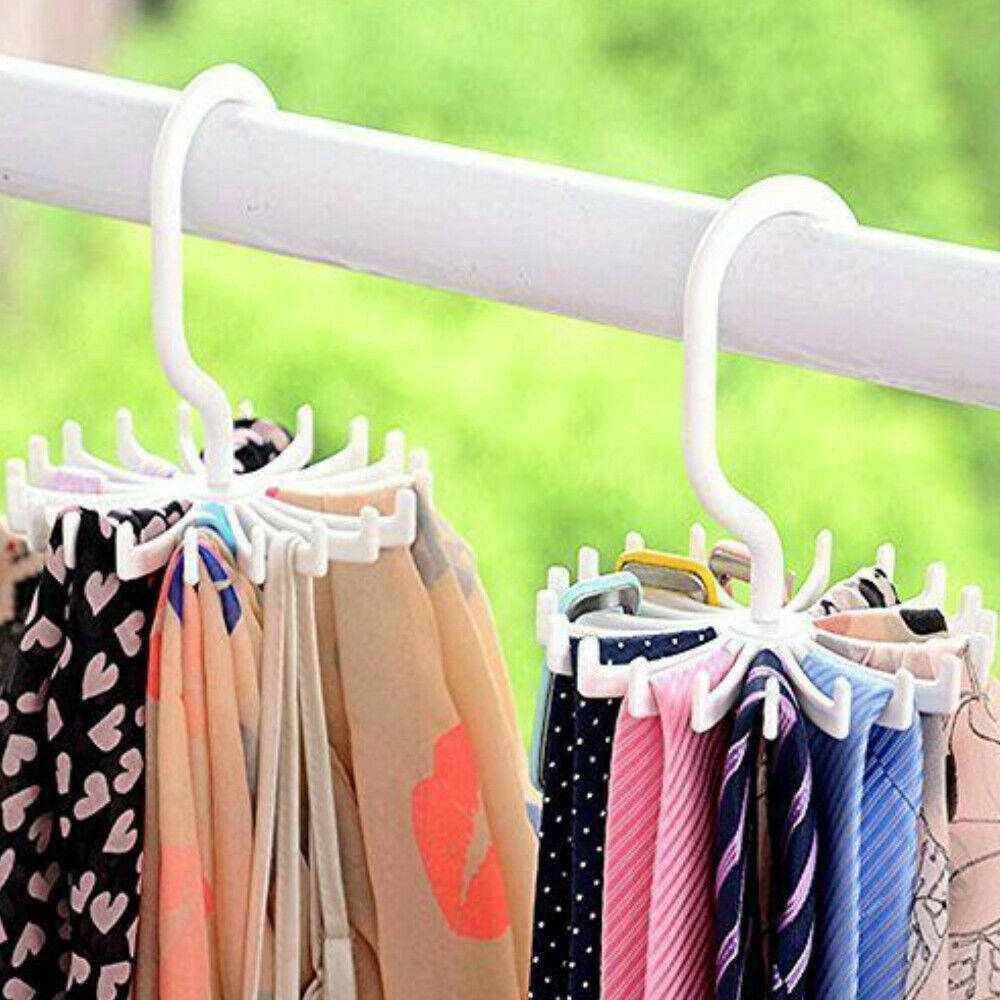 Rotating Belt Tie Scarf Hanger Racks Closet Organizer Holder 20 Hooks Spin 360Âº