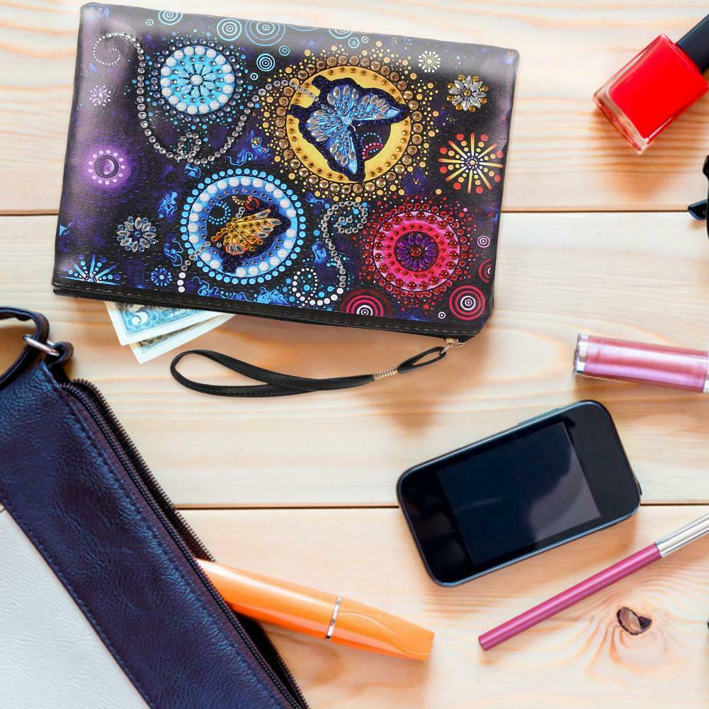 DIY Butterfly Special Shaped Diamond Painting Wristlet Clutch Women Wallet @