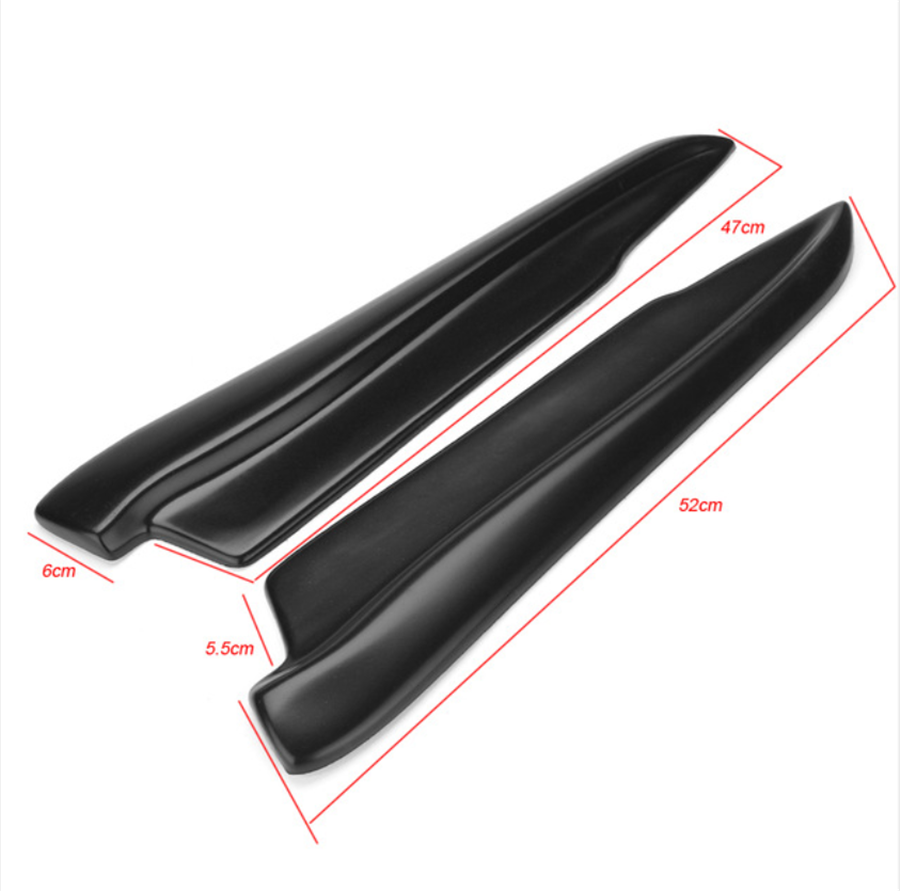 Pair Matt black Rear Bumper Splitters Aprons (Left & Right) Lip Spoiler Cap
