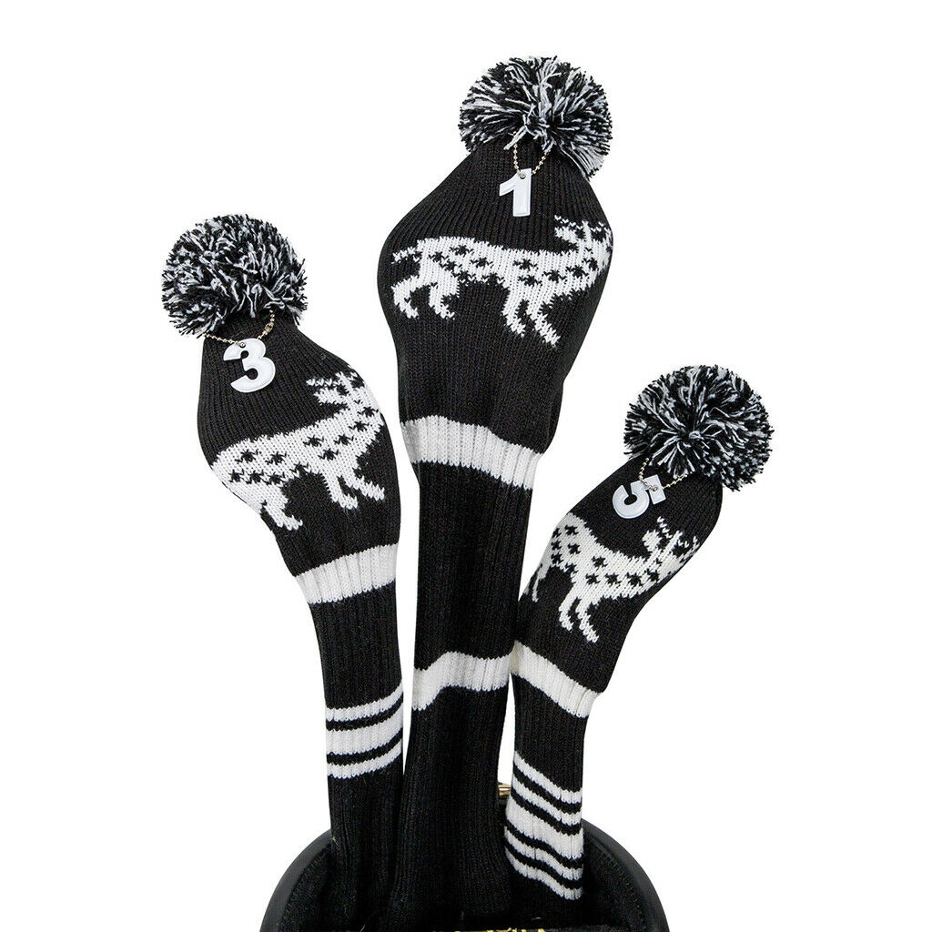 3x Elk Pattern Golf Head Cover Club Wood Headcover Protector Golfer Gift