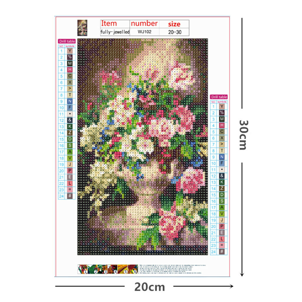 Flower DIY Work DIY 5D Diamond Painting Kit Rhinestone Needlework 12x8inch