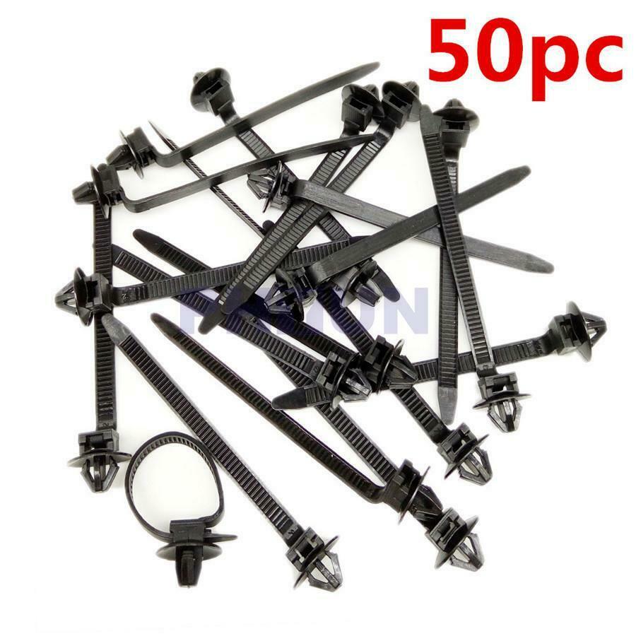 100pcs Mixed U Type Car Door Body Panel Fasterner Fixed Clips + 50pcs Tie Wraps