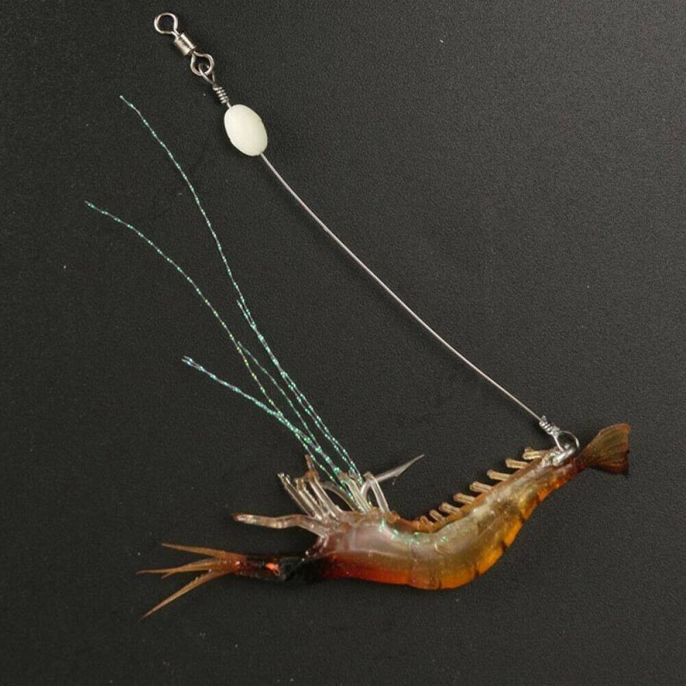 US 6X Luminous Fishing Lure Bait Artificial Shrimp Lures Soft-Plastics Hook 9cm