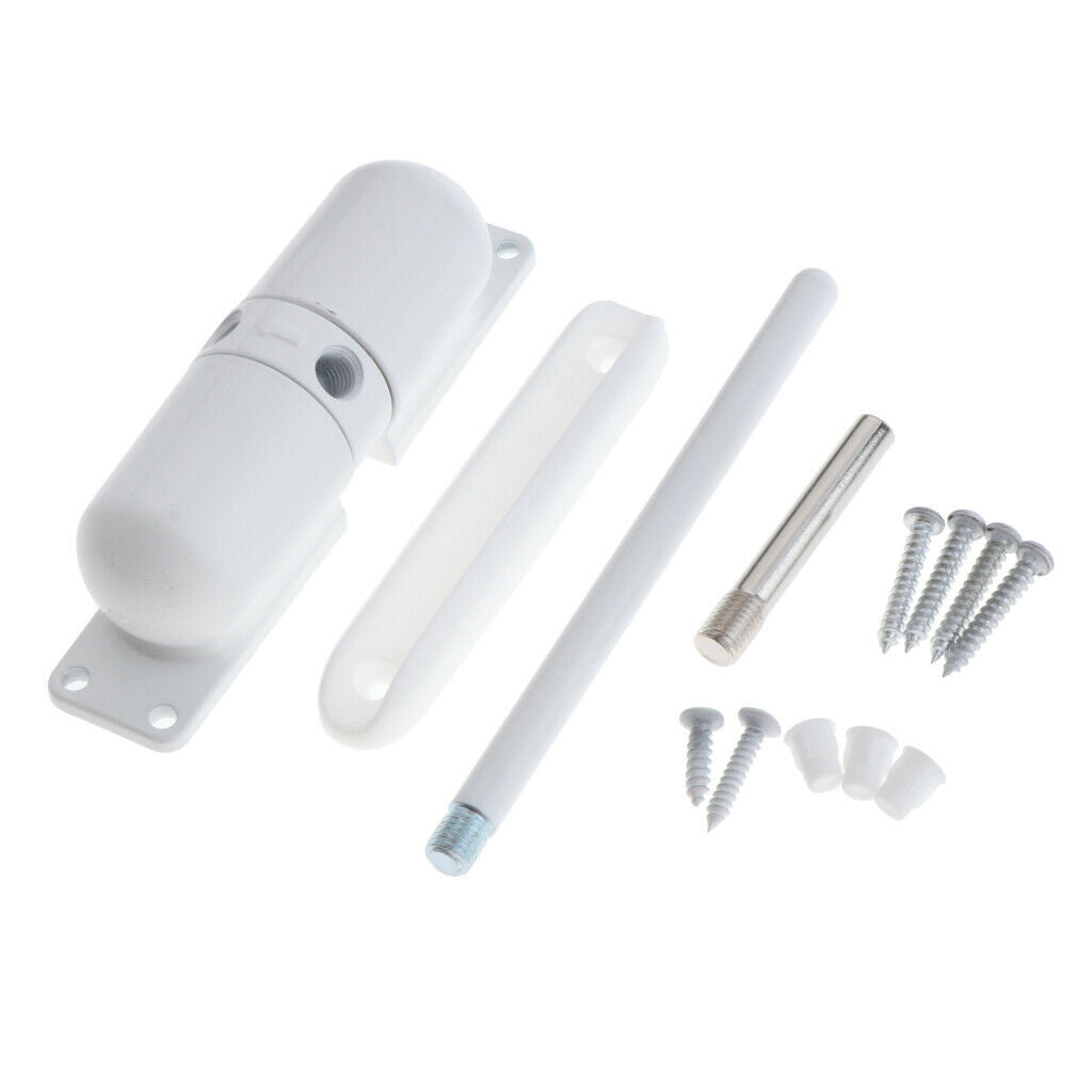 Mini White Zinc Alloy Adjustable Safety Spring Door Closer Closing Stopper