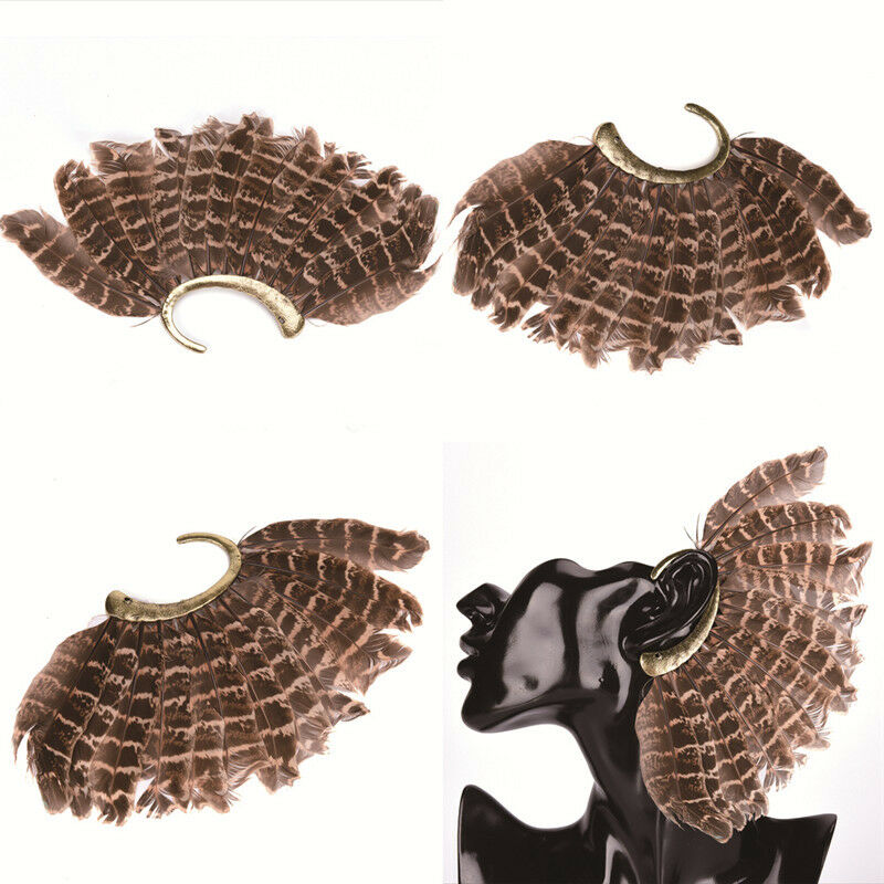 Fashion Feather Ear Cuff Wrap Clip Earring Retro Punk Rock Earrings Ear Cl.l8