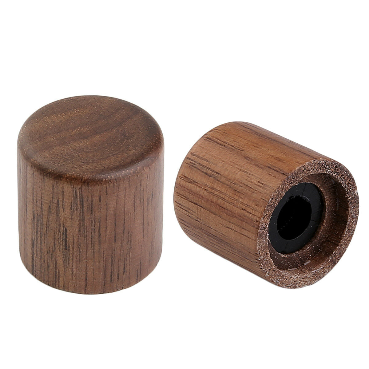 2x Walnut Wood Tele Style Flat Top Dome Knobs Guitar Bass Wood Barrel Knobs