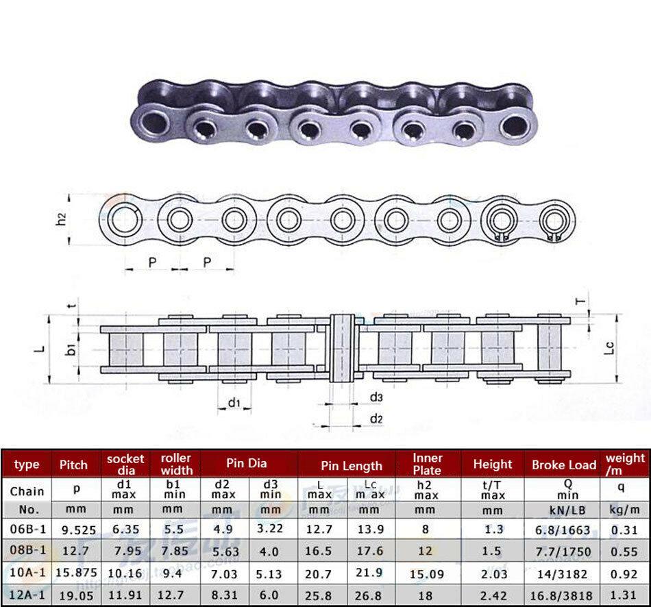 40# 08B-1 Stainless Steel Roller Chain Hollow Pin Connecting Link 40H x 1Pcs