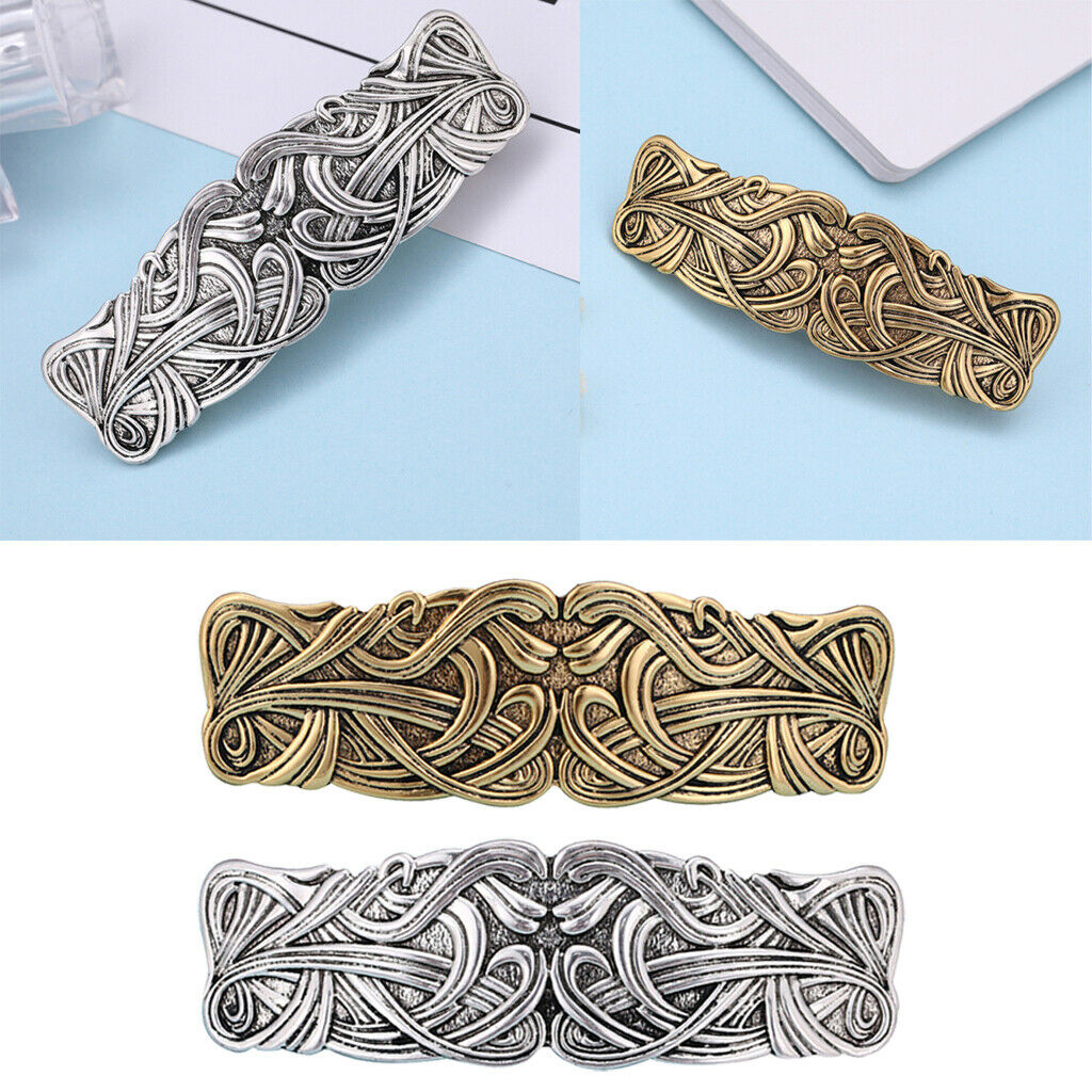 2pcs Viking Celtic Hair Clip Female Hand Crafted Floral Barrette Hairpin