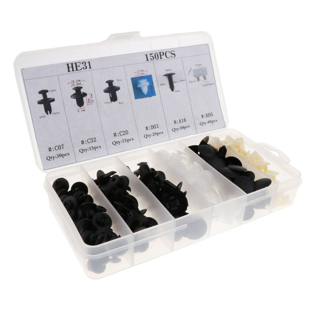 150 Pieces 6 Types Auto Car Body Fender Bumper Retainer Fastener Clip Kits