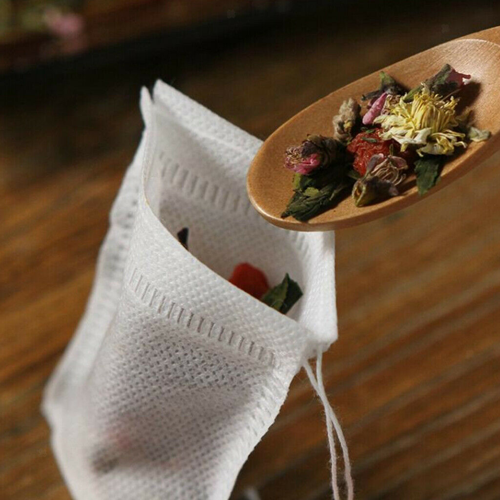 100pcs Empty Loose Leaf Tea Filter Bag set Disposable Spice Bags 7x9.5cm