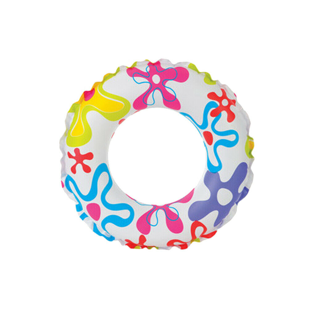 Inflatable Swim Ring Tube Pool Float Colorful Flowers