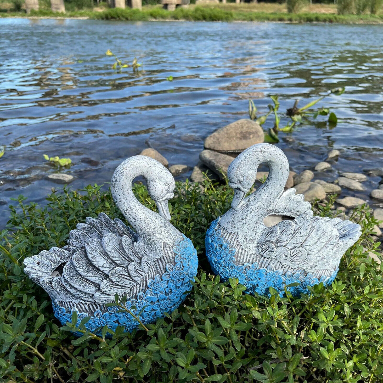 Animal Swan Flowerpot Plant Holder Flower Pot Lawn Patio Decor Creative