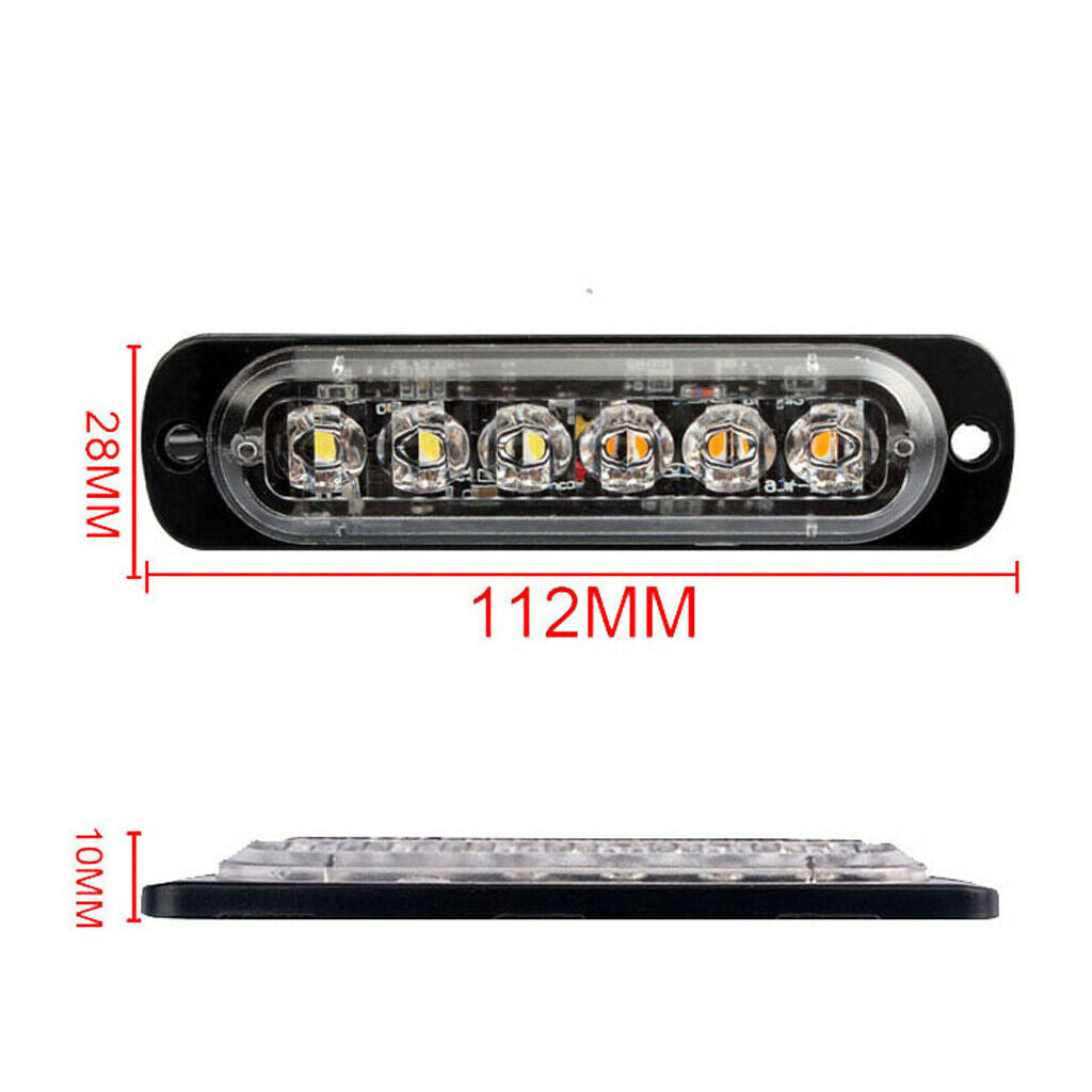 IPX4 18W Car SUV Vehicle Beacon 6 LED White Strobe Flash Light Bar Universal