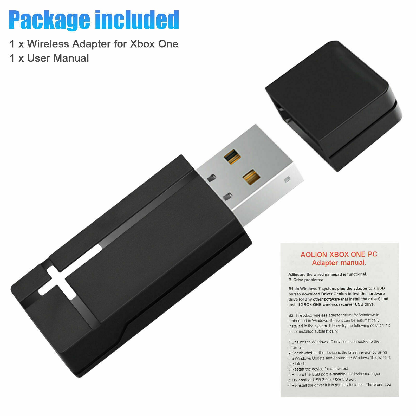 USB Gaming Wireless Receiver Adapter For XBOX One Controller to PC Windows10/8/7