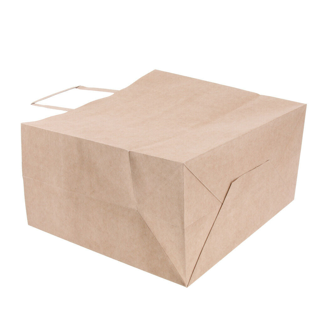 10 Brown Kraft Paper Bags Food Carrier Takeaway with Handles 280*150*280 mm