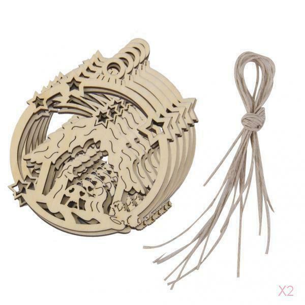 10pcs The Birth Of Jesus  Cut Out Wooden Tag With String