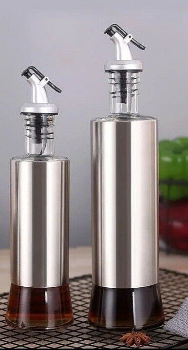 500ml Stainless Steel Oil Dispenser Olive Vinegar Glass Bottle Kitchen Tool Easy