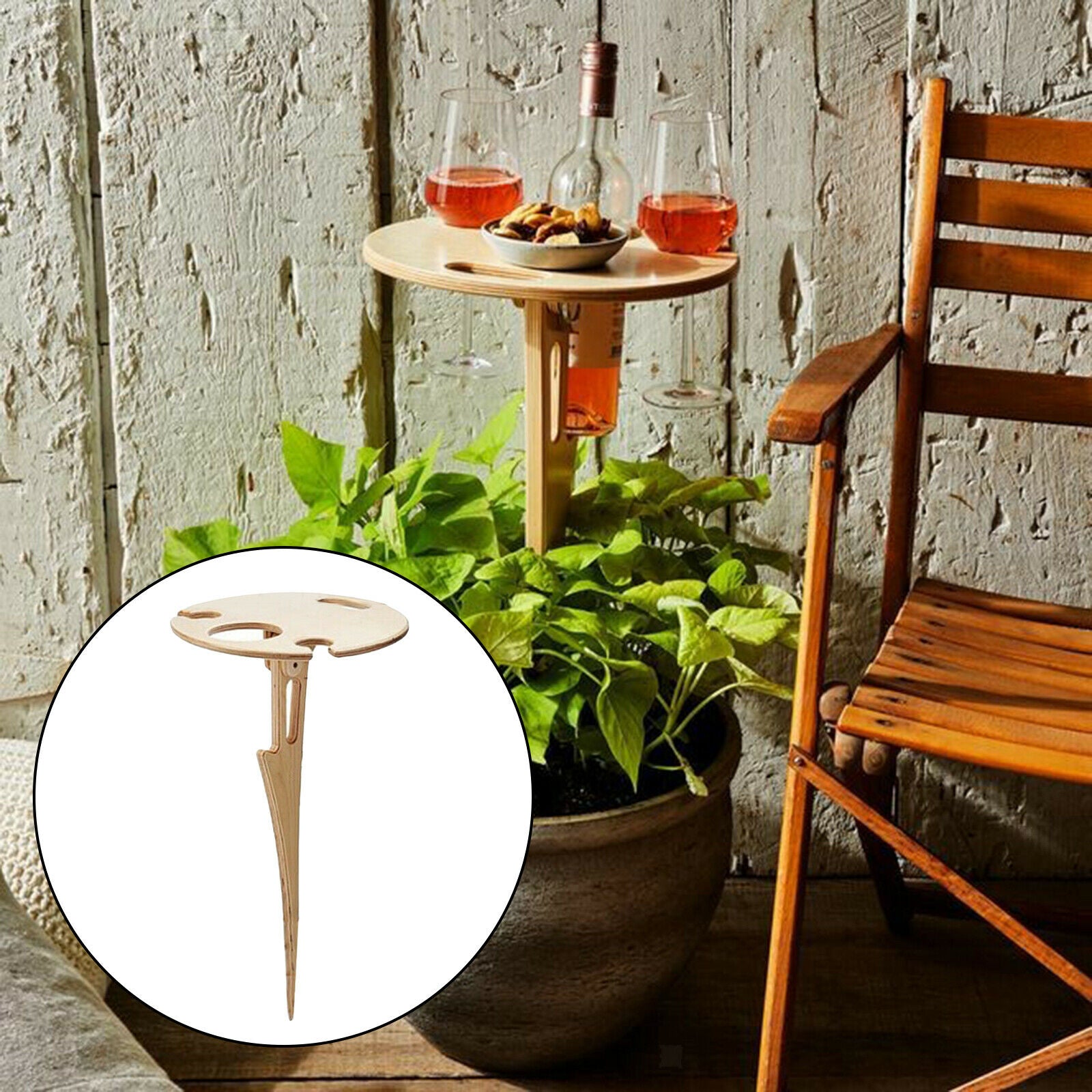 Folding Outdoor Wine Table BBQ Wine Cups Holder 30x20cm Snack Serving Tray