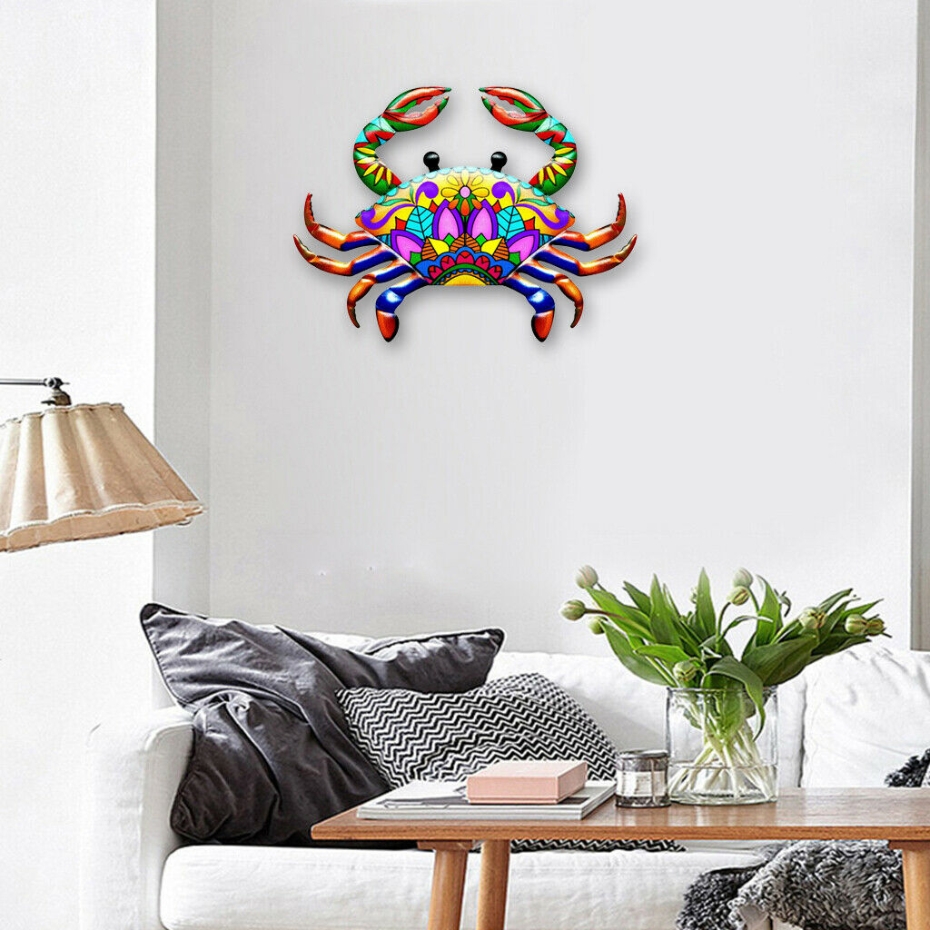 2 Metal Crab Wall Art Decor Nautical Garden Fence Yard Sculpture Decoration