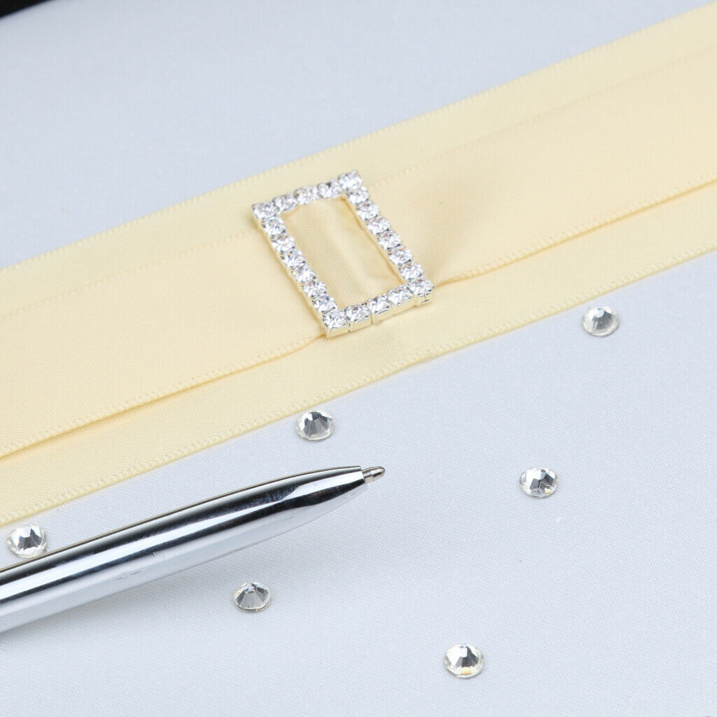 Elegant Yellow Satin Wedding Guest Book And Pen Set Satin Wedding Set White