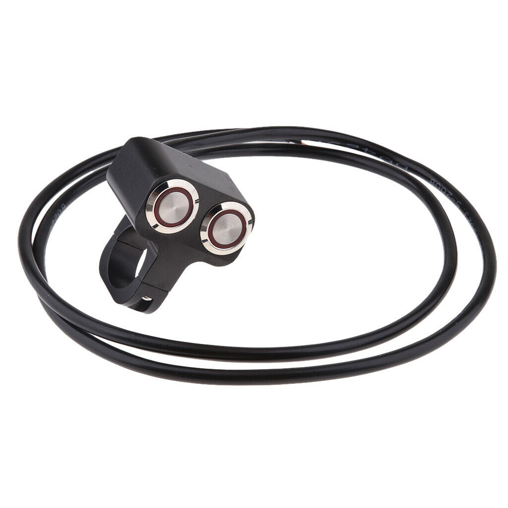 25mm Handlebar Motorcycle Dual Button Headlight Hazard Brake Light Switch Red