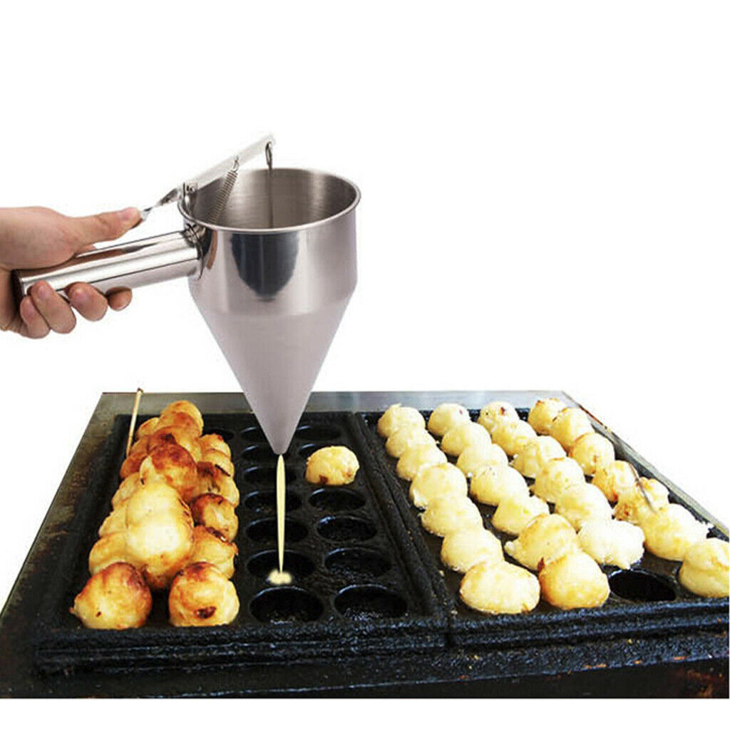 Stainless Steel Funnels with Rack Pancake Batter Dispenser Funnel Octopus Balls