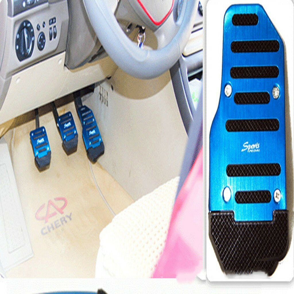 3 Pcs Blue Nonslip Manual Car Pedal Brake Clutch Accelerator Foot Treadle Cover