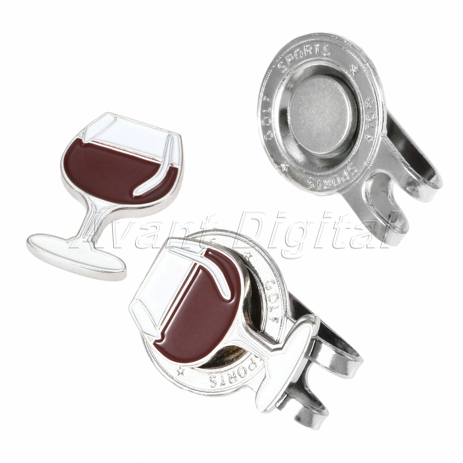 Red Wine Cup Pattern Magnetic Golf Ball Marker And Hat Clip Golf Clip Marker New