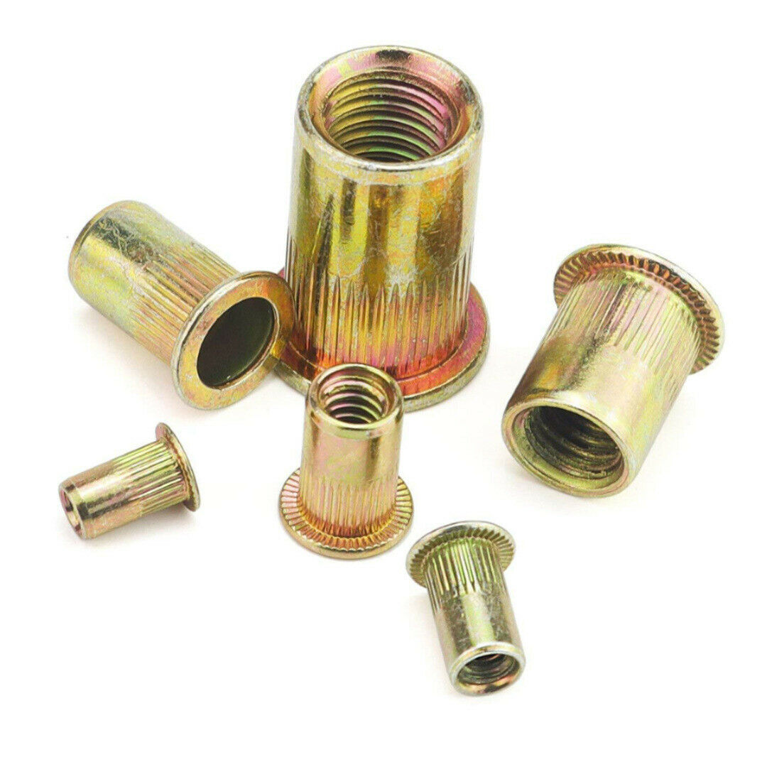 175Pcs M3-M10 Carbon Steel Color Zinc Plated Vertical Grain Flat Head Rivet Nut