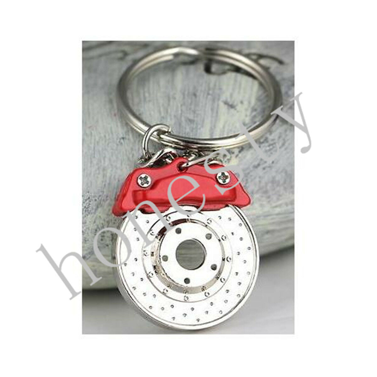 Fashion Mini JDM Car Parts Tuning Red Brake Disc Shape Keychain Keyring