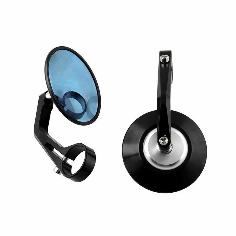 2x Motorcycle Scooter Bike Rear View Handlebar End Plug Mirrors Black Round L&R