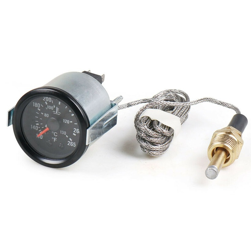 2" 52mm Pointer Mechanical Water Temp Gauge Meter 40-130℃/110-265℉ Sensor 1/2NPT