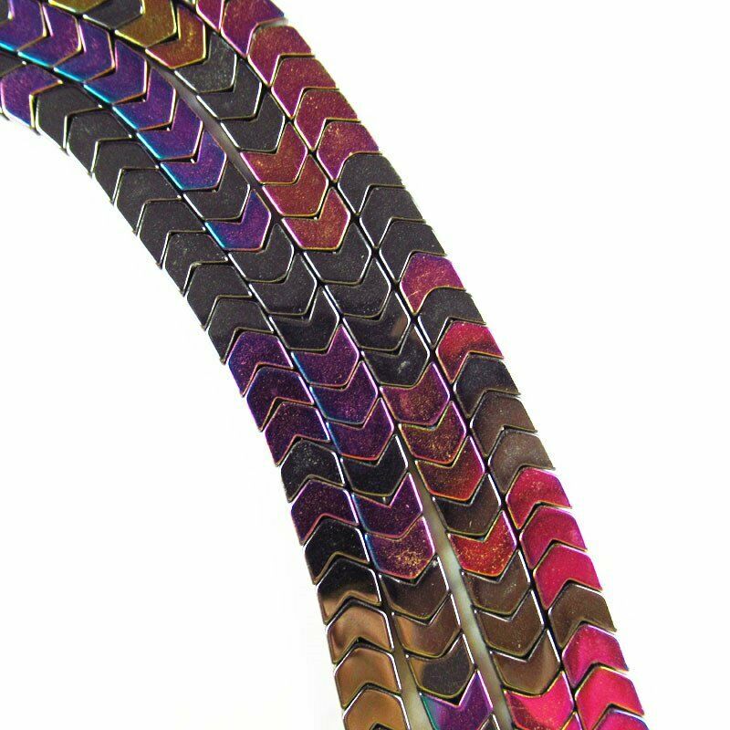6x5x2mm Rainbow/Black Hematite Arrow Pendant Loose Bead 15.5 inch A-372TS