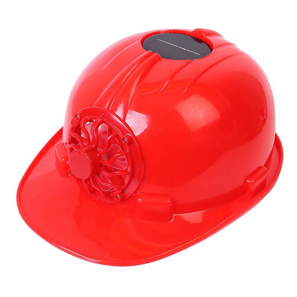Safety   Helmet Supplies Rainproof with Solar Fan Sunblock Summer Red