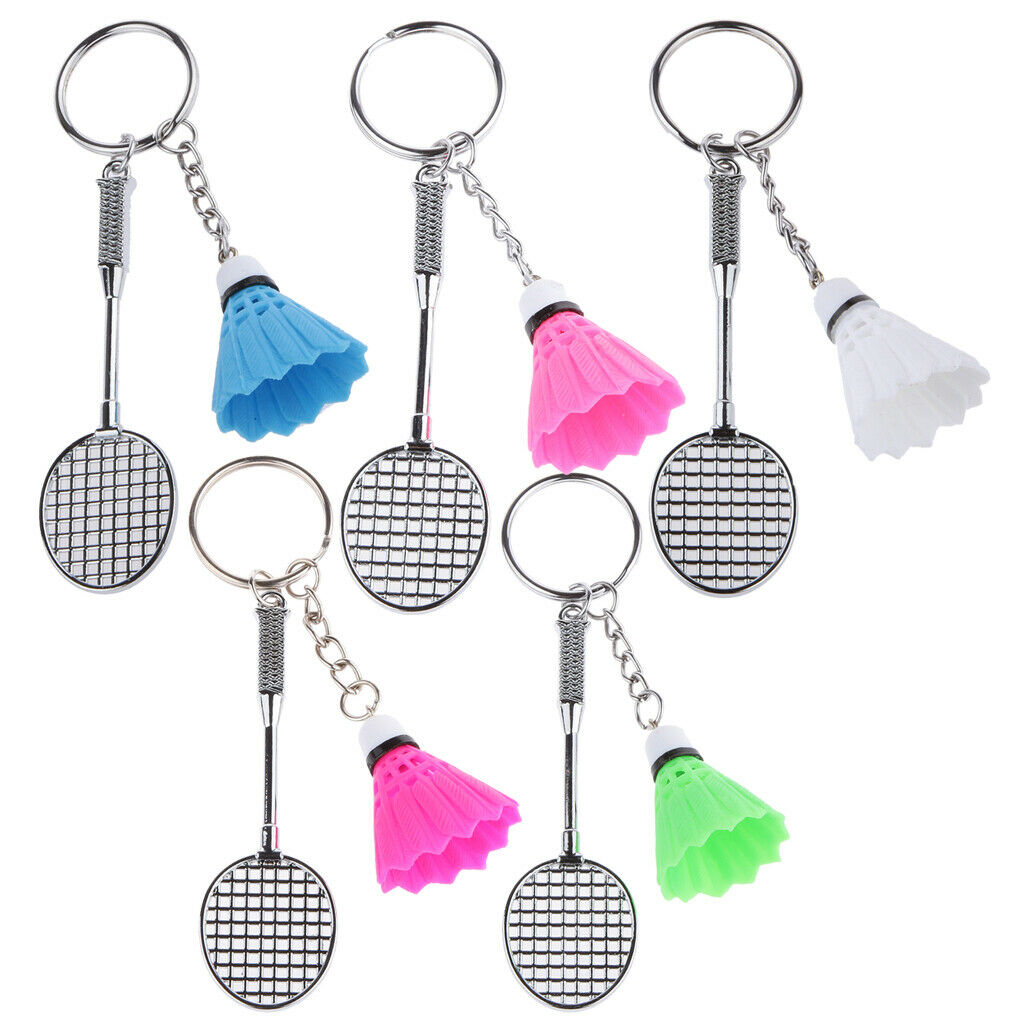2Pcs Alloy Key Pendant Lovely Bedminton Key Chain Key Finder Fuchsia White