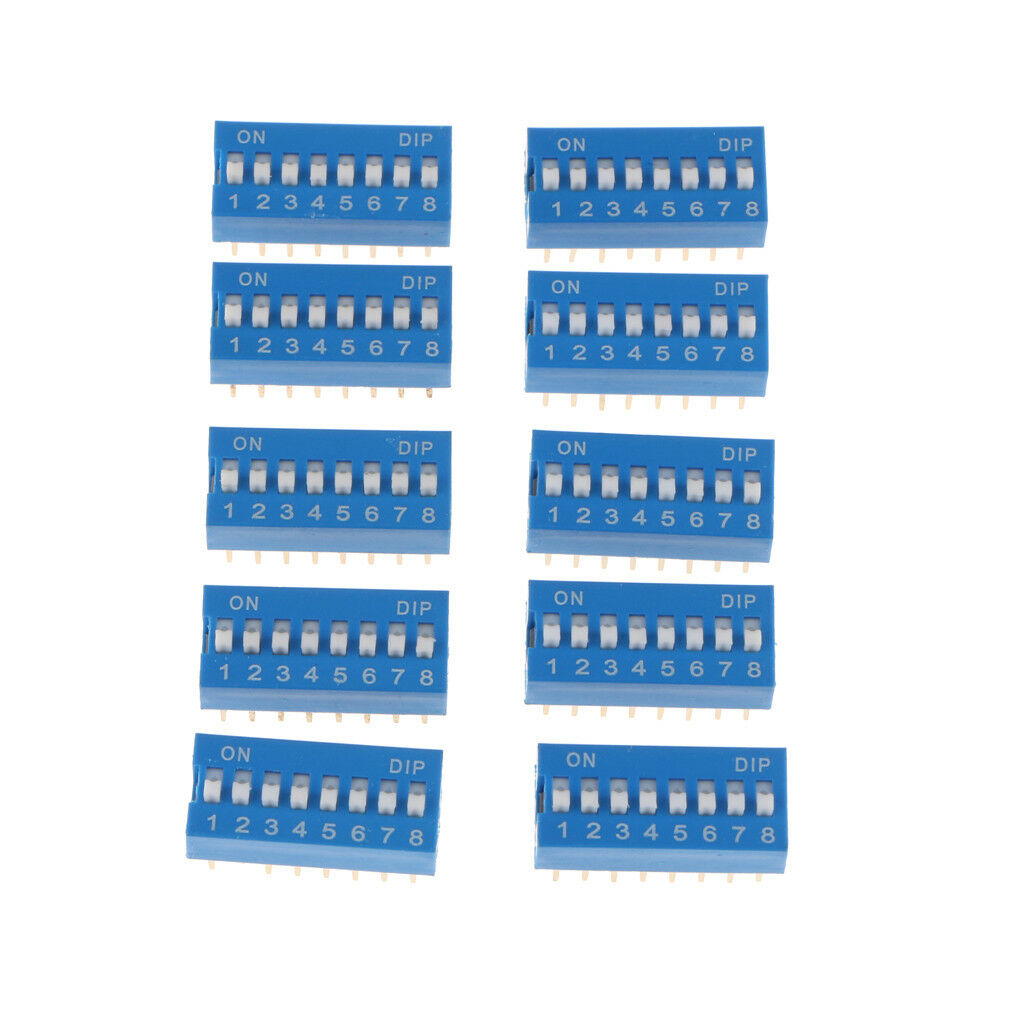 10Pcs 8 Way Double Row 16 Pin 2.54mm Pitch DIP Switch 8P Positions Bits