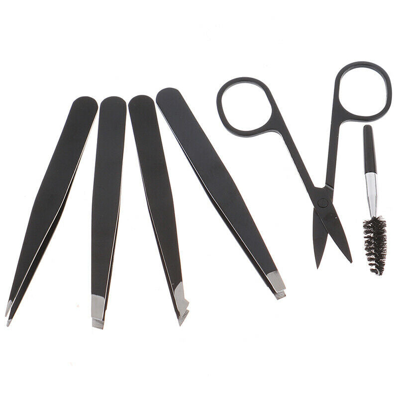 6-piece professional stainless steel eyebrow tweezers set tool with boxBDAU
