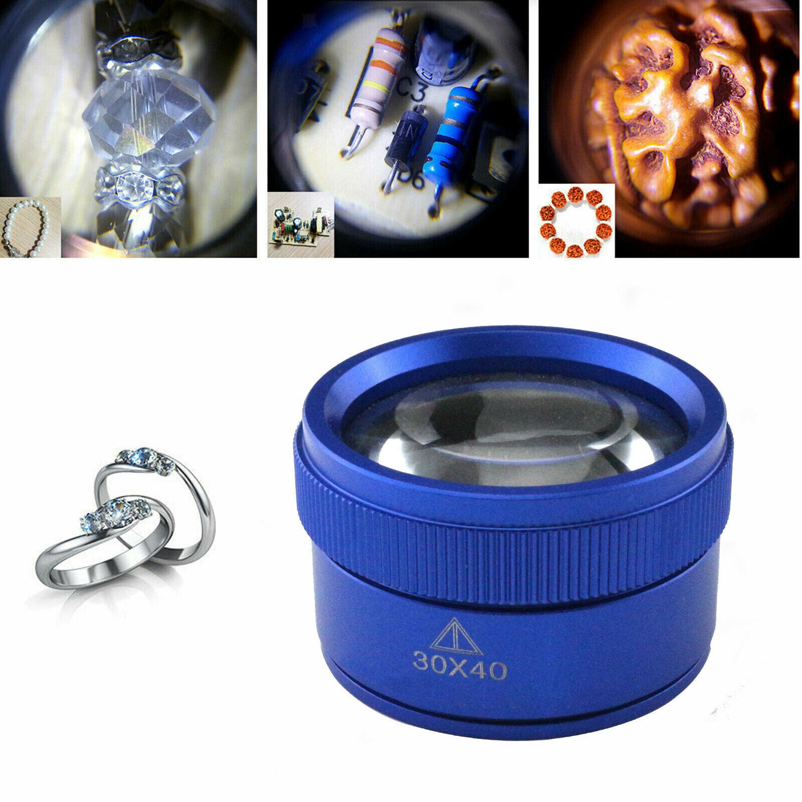 30X x40mm Jewelry Optics Loupes Magnifier Loop Microscope for Kids Adults