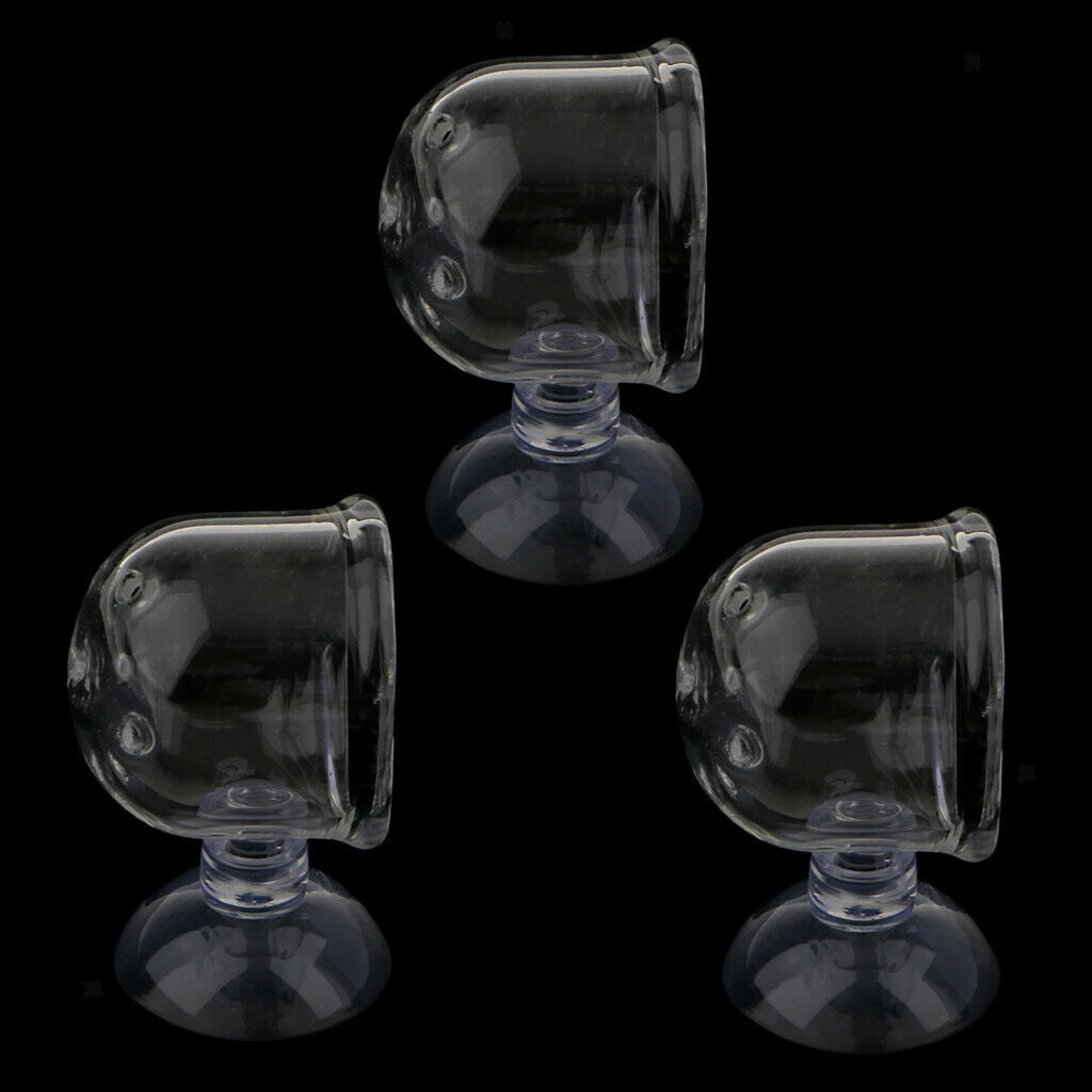 3 Pieces Glass Pot Plant Cup Holder Shrimp Aquarium Fish Tank Aquatic Feeder