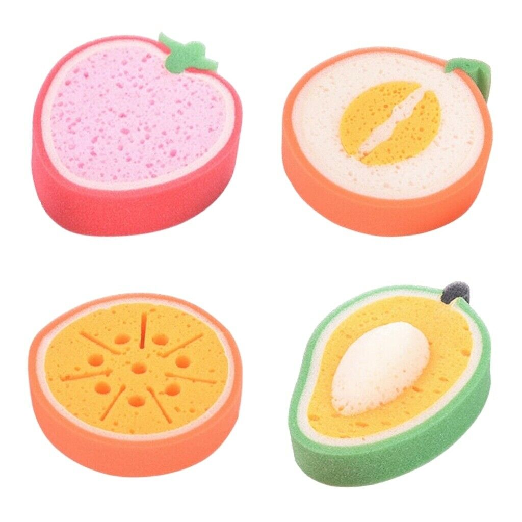 4Pcs/Set Fruit Shape Sponge Cleaning Brush for Kitchen Bathing Multi-functional