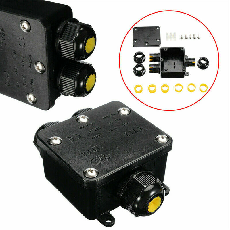 3 Way IP68 Waterproof Electrical Junction Box Cable Wire Line Connector Outdoor
