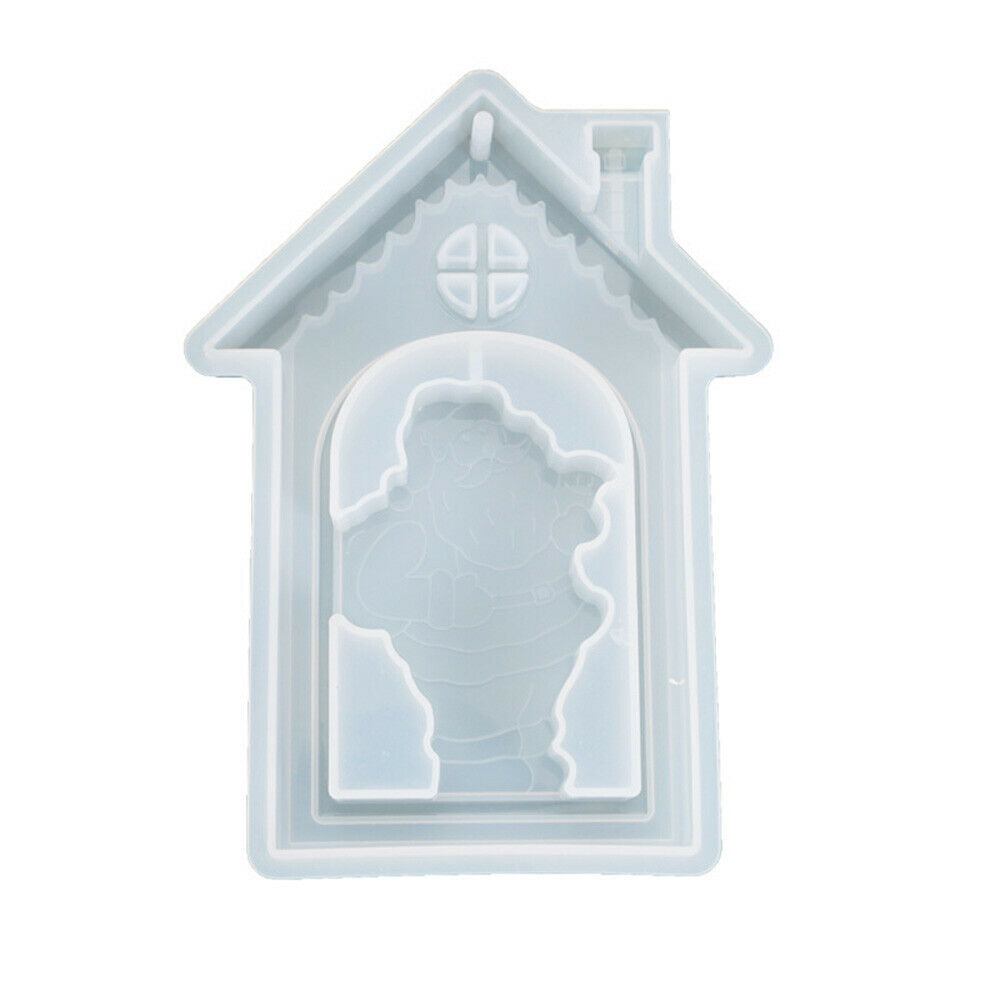 Christmas Santa Claus House Silicone Mould Hanging Pendant Sign DIY Epoxy Craft