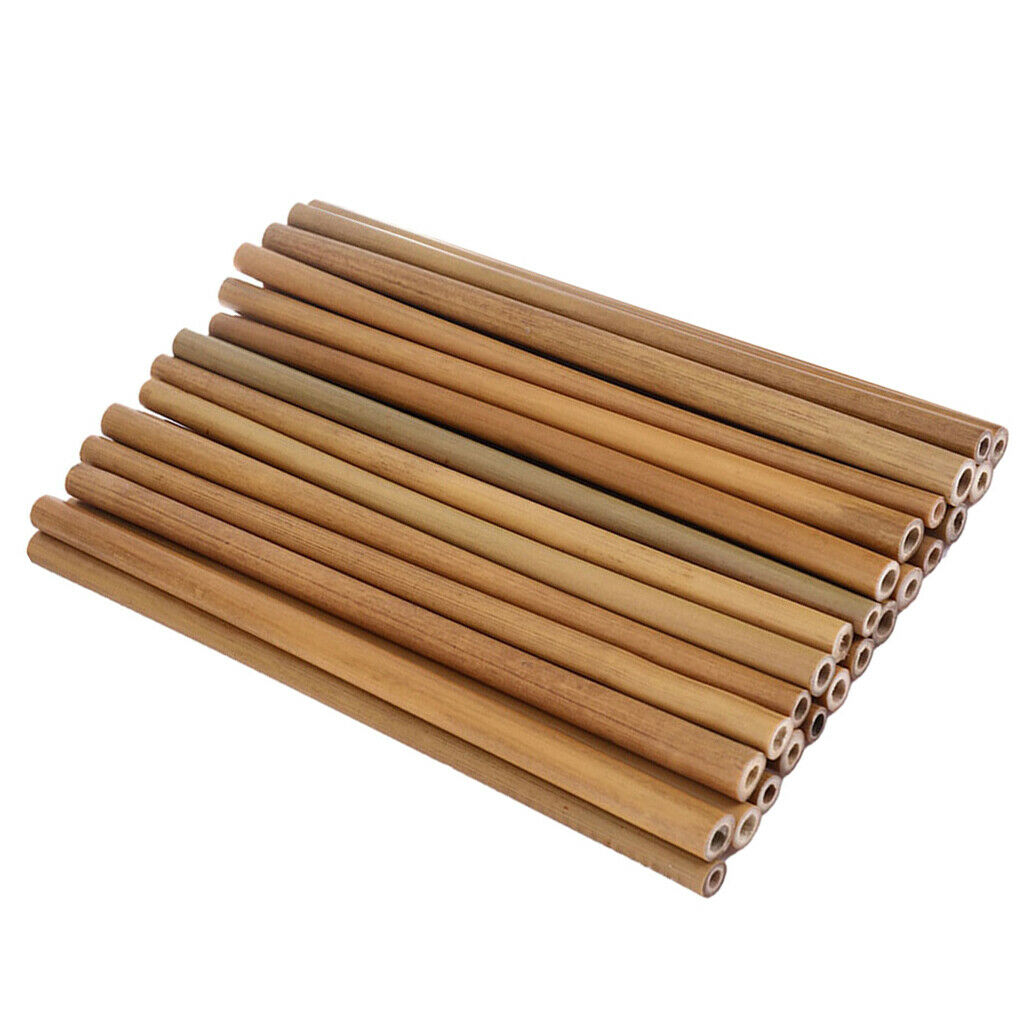 30Pcs Natural Bamboo Straw Wood Tube Kitchen DIY Wood Arts Crafts Supplies