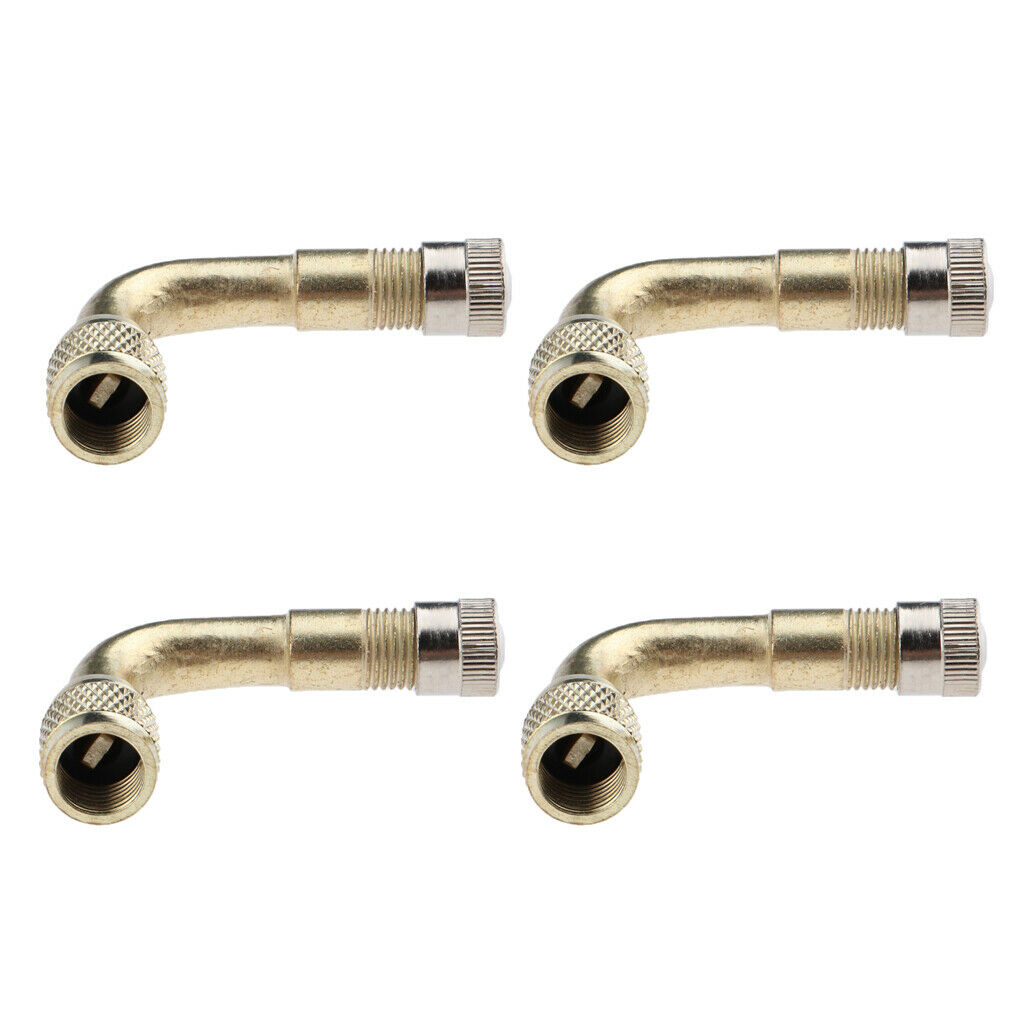 4 Pack Yellow 90 Brass Car Tire Lengthened Inflatable Tube 45/90/135 Degree