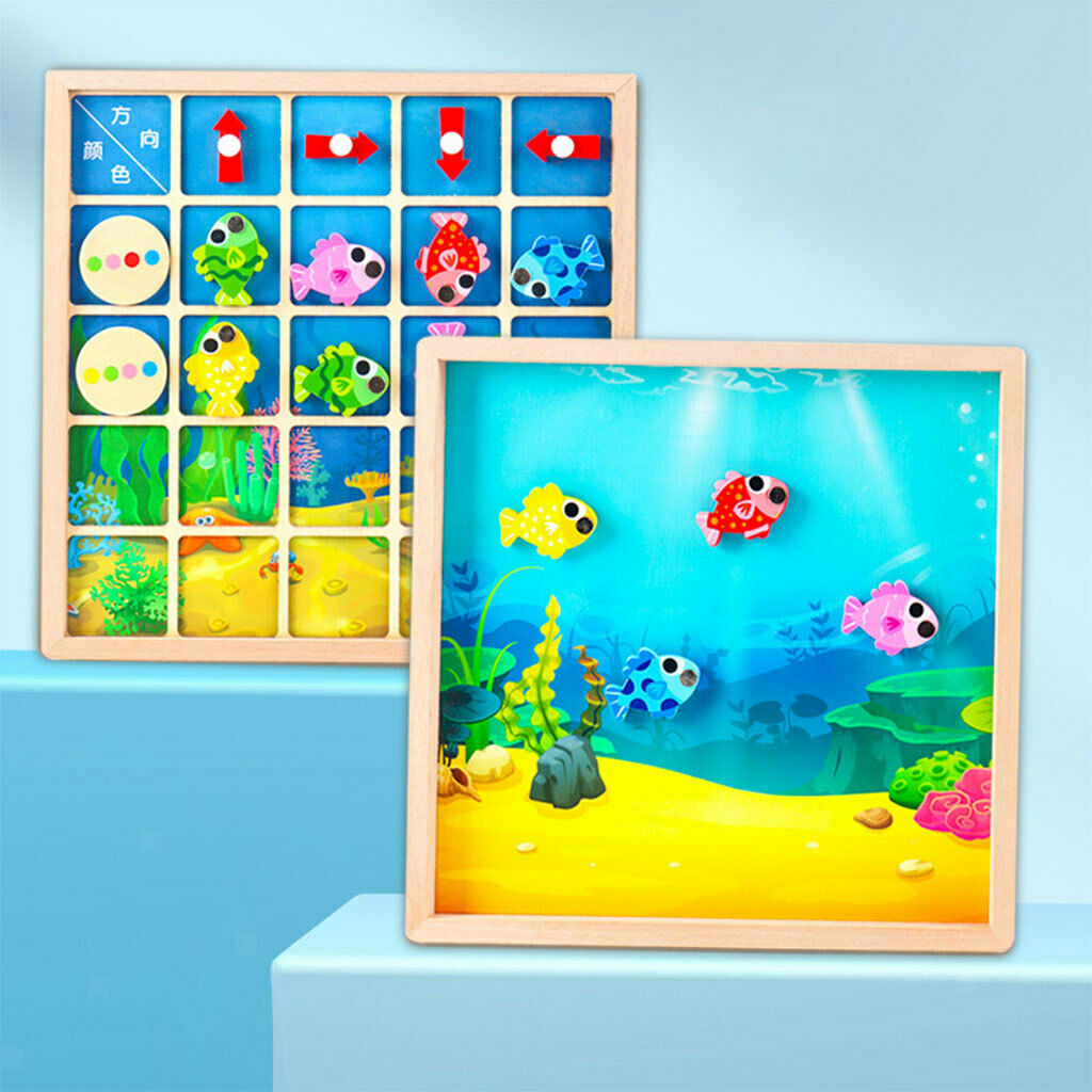 Wooden Puzzle Sensory Board Direction Cognitive Arrow Fishing Enlightenment