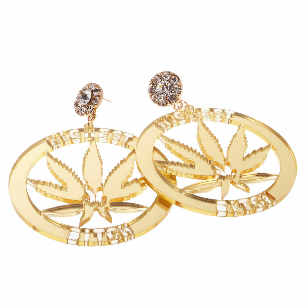 Punk Round Leaf Earrings Acrylic Ear Studs Women Statement Party Jewelry