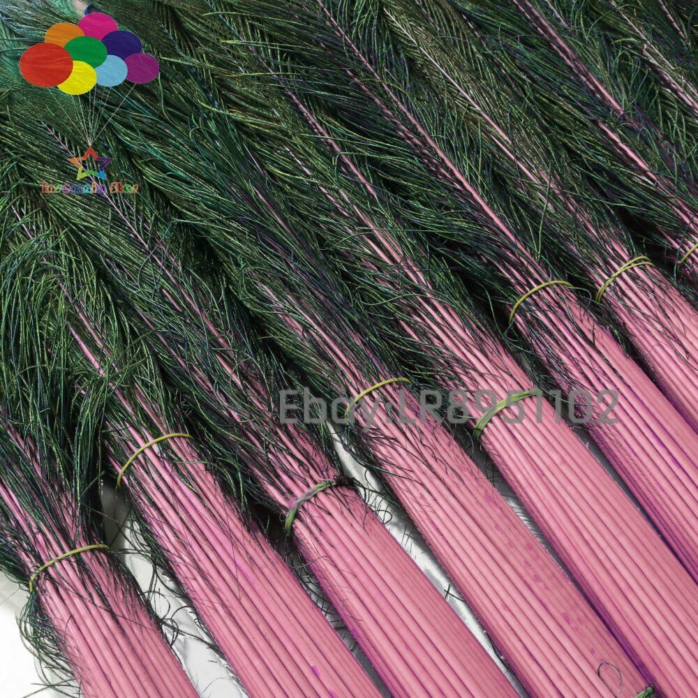 Wholesale 100 Pcs/Lot 70-80 CM/28-32 Inch High-Quality pink Peacock Feathers DIY