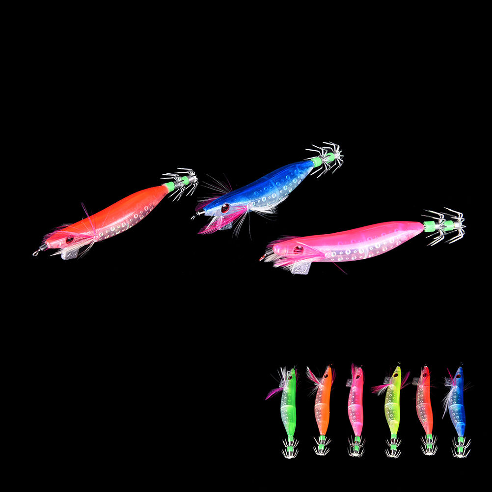 10cm Glow in Dark Luminous Fishing Lures Baits Squid Egi Shrimp jigs Hook.l8