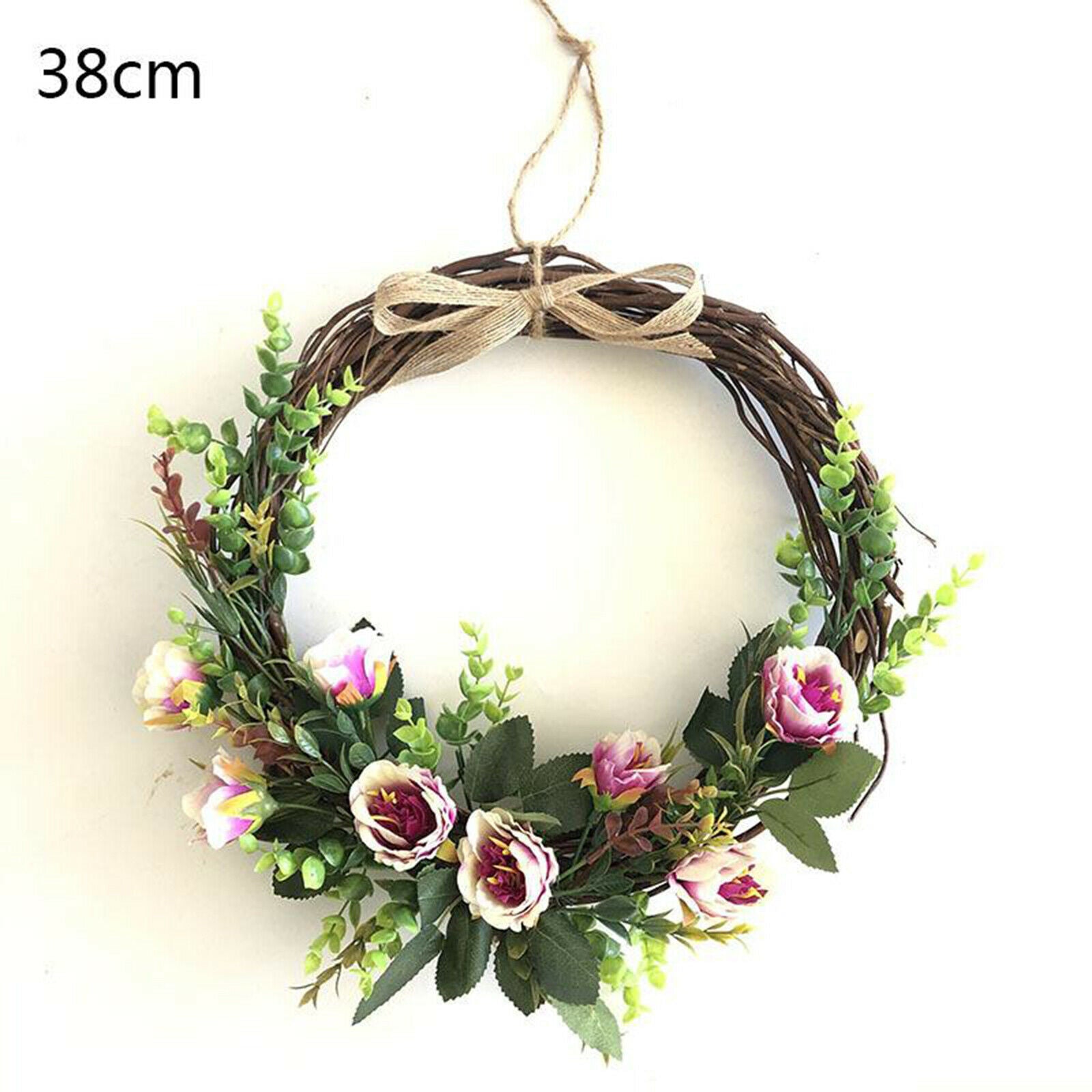 Flowers Wreath Rattan Hoop Door Hanging Party Fireplace Decor  38cm